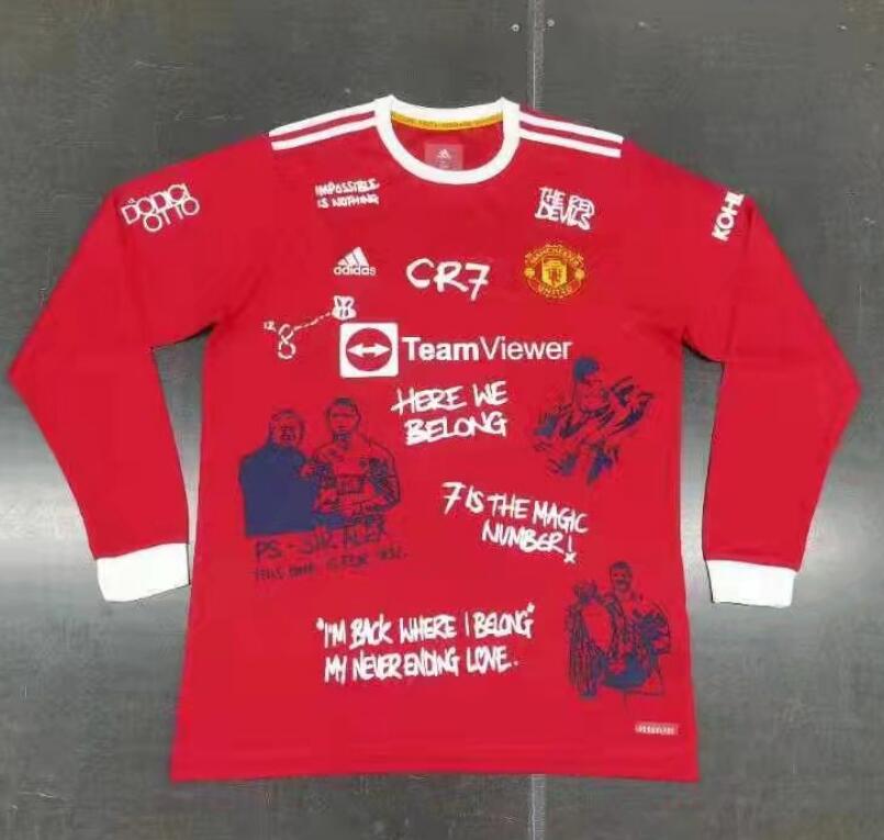 2021/22 Manchester United Return Version Long Sleeve Ronaldo Soccer Jersey Shirt